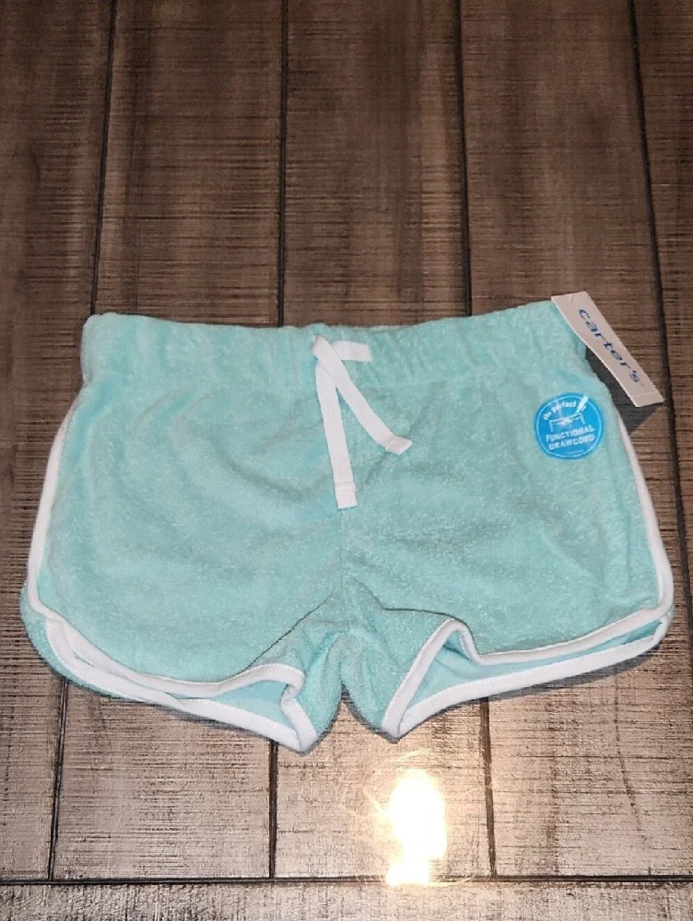 NWT Carter's Mint Terry Cloth Shorts with White Trim
